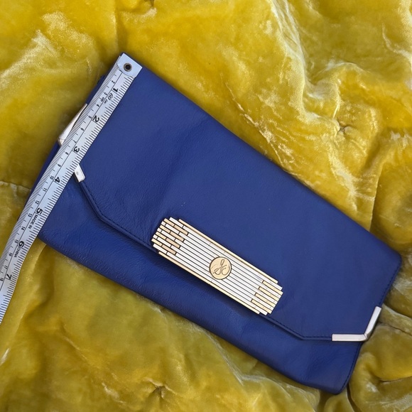 Sam Edelman Cobalt Blue Leather Clutch Bag with Silver and Gold Metal Hardware - Picture 7 of 7